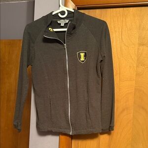 Gray Zip-Up Jacket with Logo